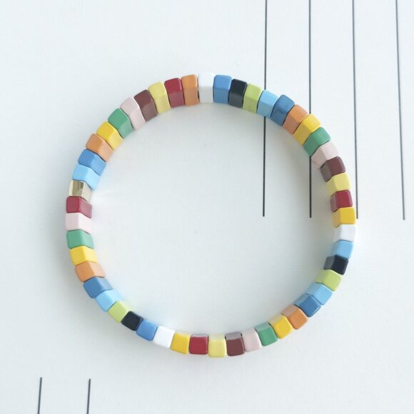 Roxanne Assoulin Rainbow Brite Bit X Bit Enamel Stretch Bracelet - Picture 3 of 4